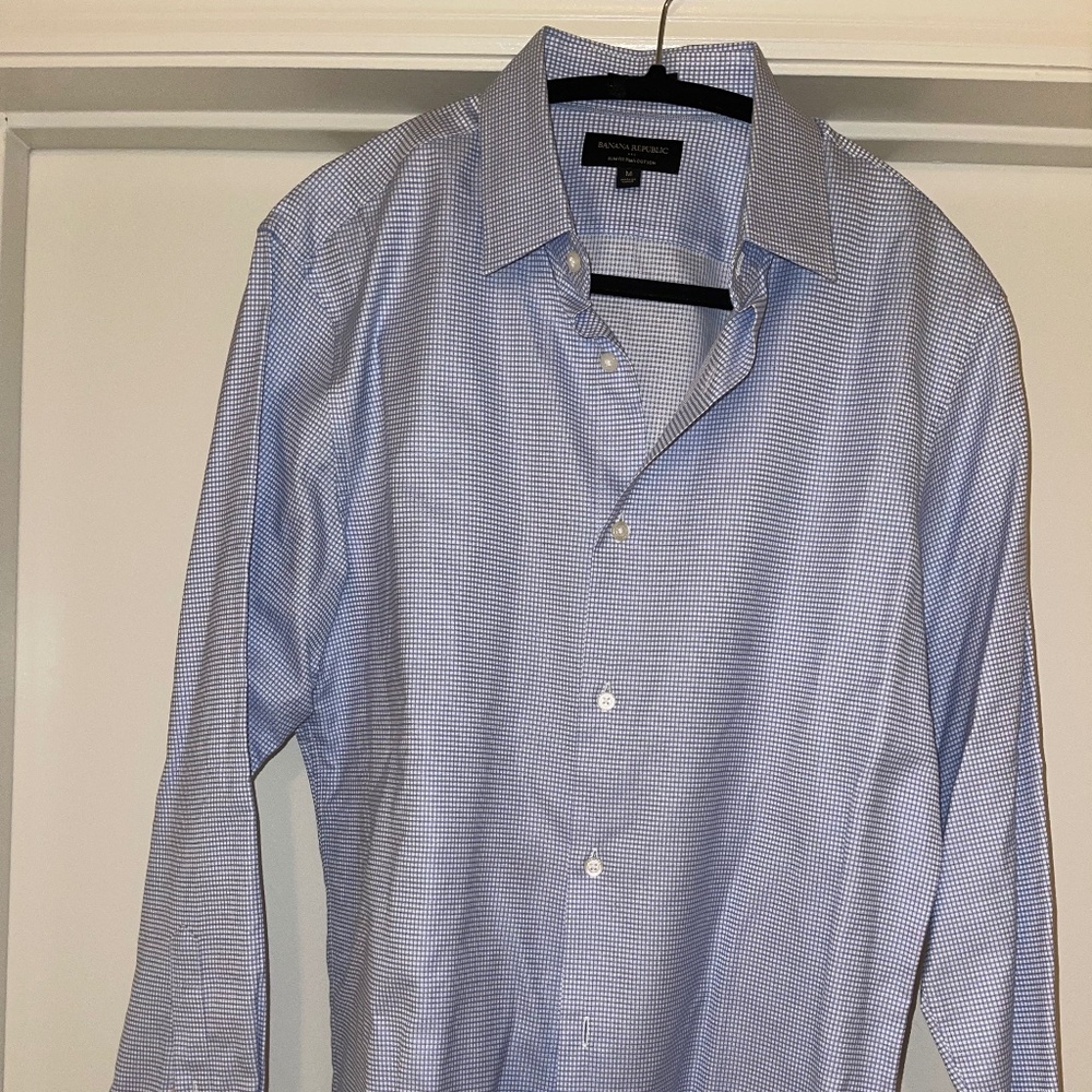 Banana Republic Mens Large Slim Fit 80s Two Ply Pima Cotton